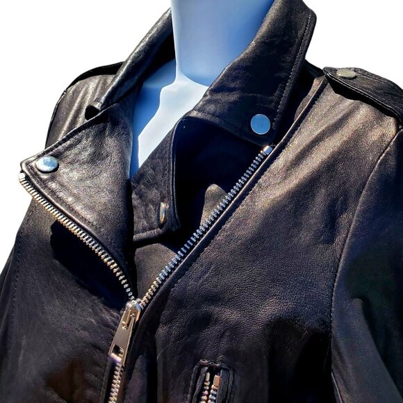 Hipchik Couture Rhinestone Crystal Love Black Lambskin Leather Jacket S M Moto - Picture 4 of 12